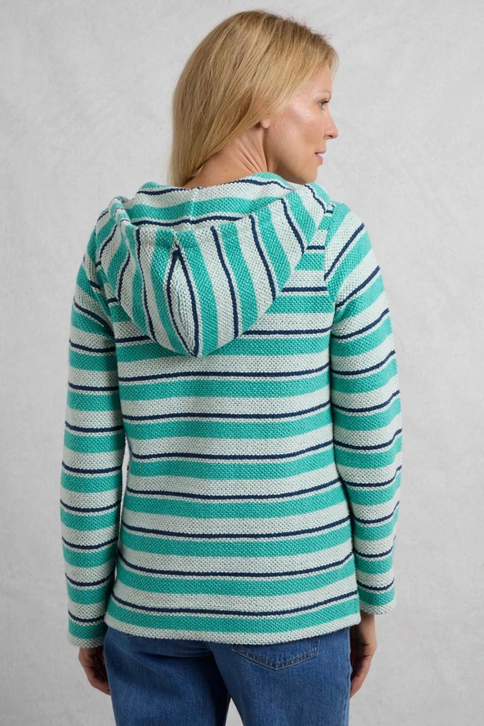 Tops>Weird Fish Blue Ally 1/4 Zip Stripe Hoodie