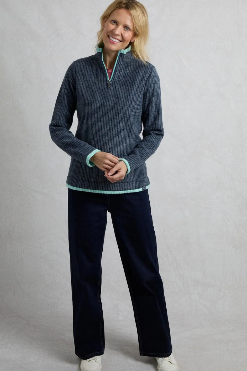 Coats & Jackets>Weird Fish Blue Beye 1/4 Zip Grid Fleece