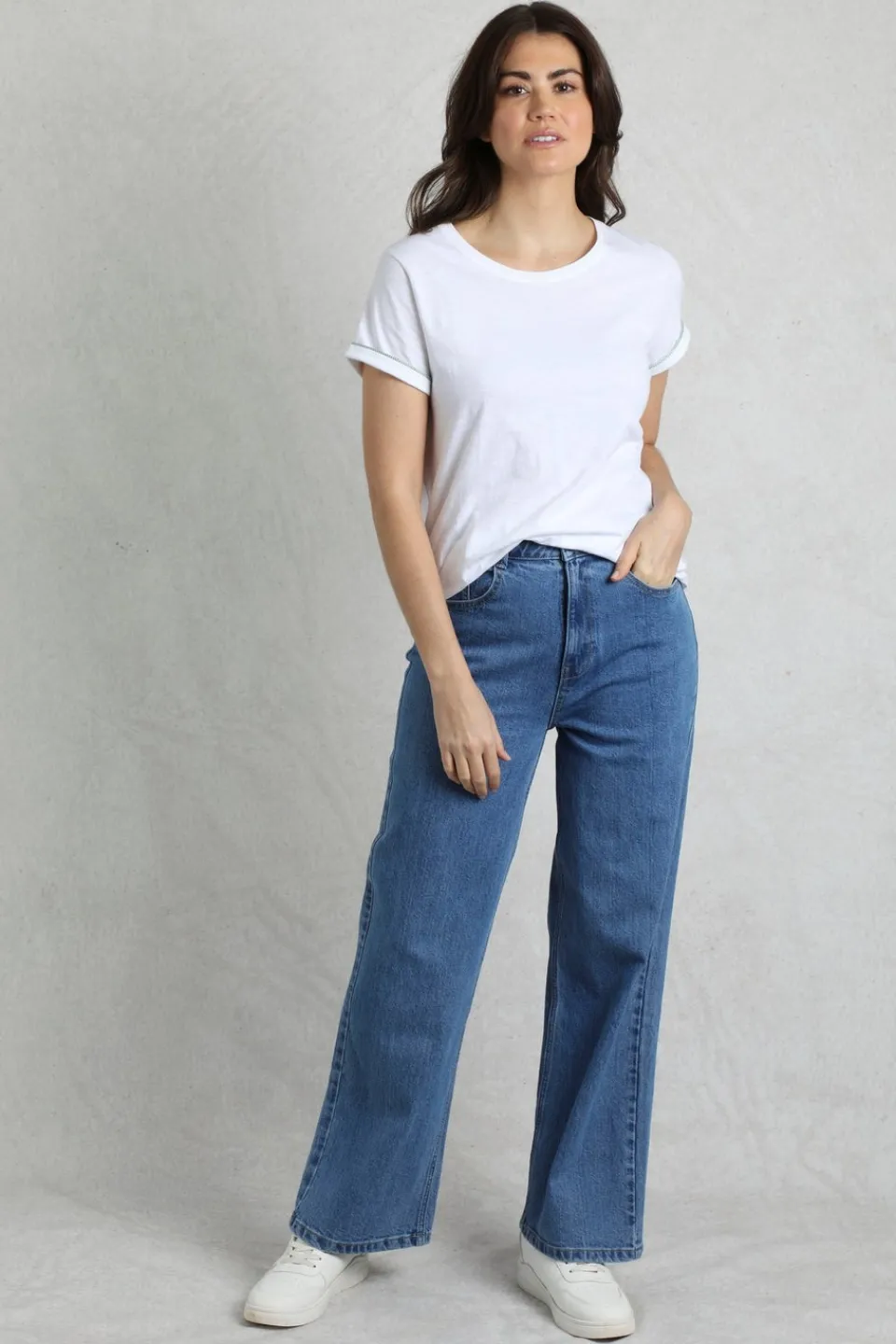 Jeans & Jeggings>Weird Fish Blue Corine Wide Leg Denim Jeans