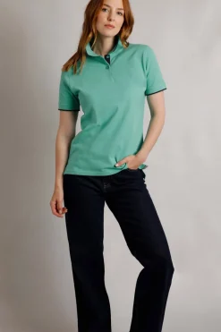 Tops>Weird Fish Blue Pammie Pique Polo Shirt