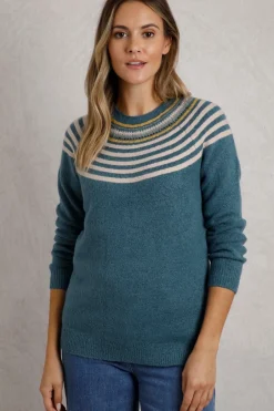 Tops>Weird Fish Blue Sinatra Patterned Knit Jumper