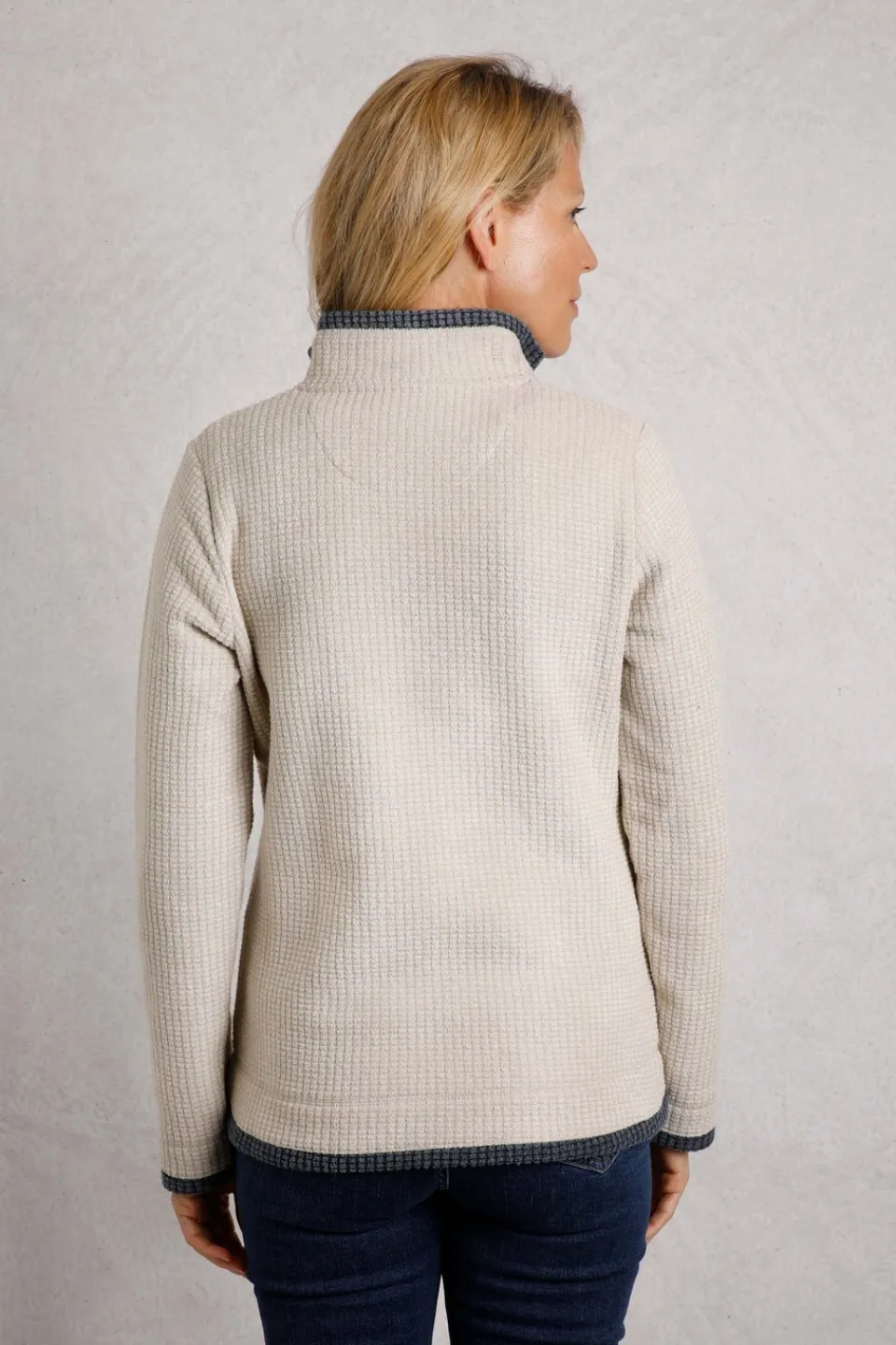 Coats & Jackets>Weird Fish Cream Beye 1/4 Zip Grid Fleece