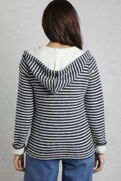 Loungewear>Weird Fish Cream Fisher Full Zip Stripe Macaroni Hoodie