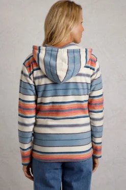 Loungewear>Weird Fish Cream Lana 1/4 Zip Stripe Microfleece Hoodie