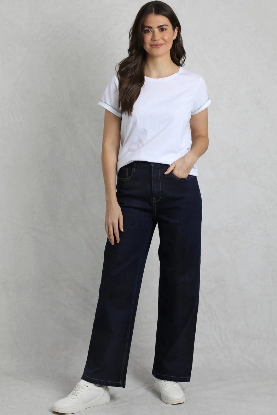 Jeans & Jeggings>Weird Fish Denim Blue Corine Wide Leg Denim Jeans
