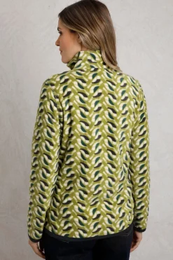Coats & Jackets>Weird Fish Green Reena 1/4 Zip Printed Microfleece