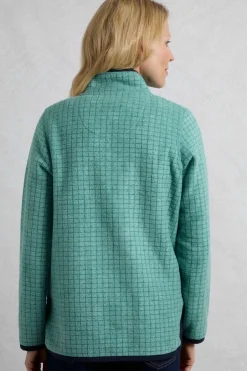 Coats & Jackets>Weird Fish Green Tilly 1/4 Zip Grid Fleece