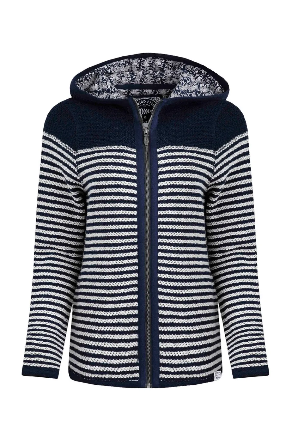 Tops>Weird Fish Navy Bianca Full Zip Stripe Macaroni Hoodie