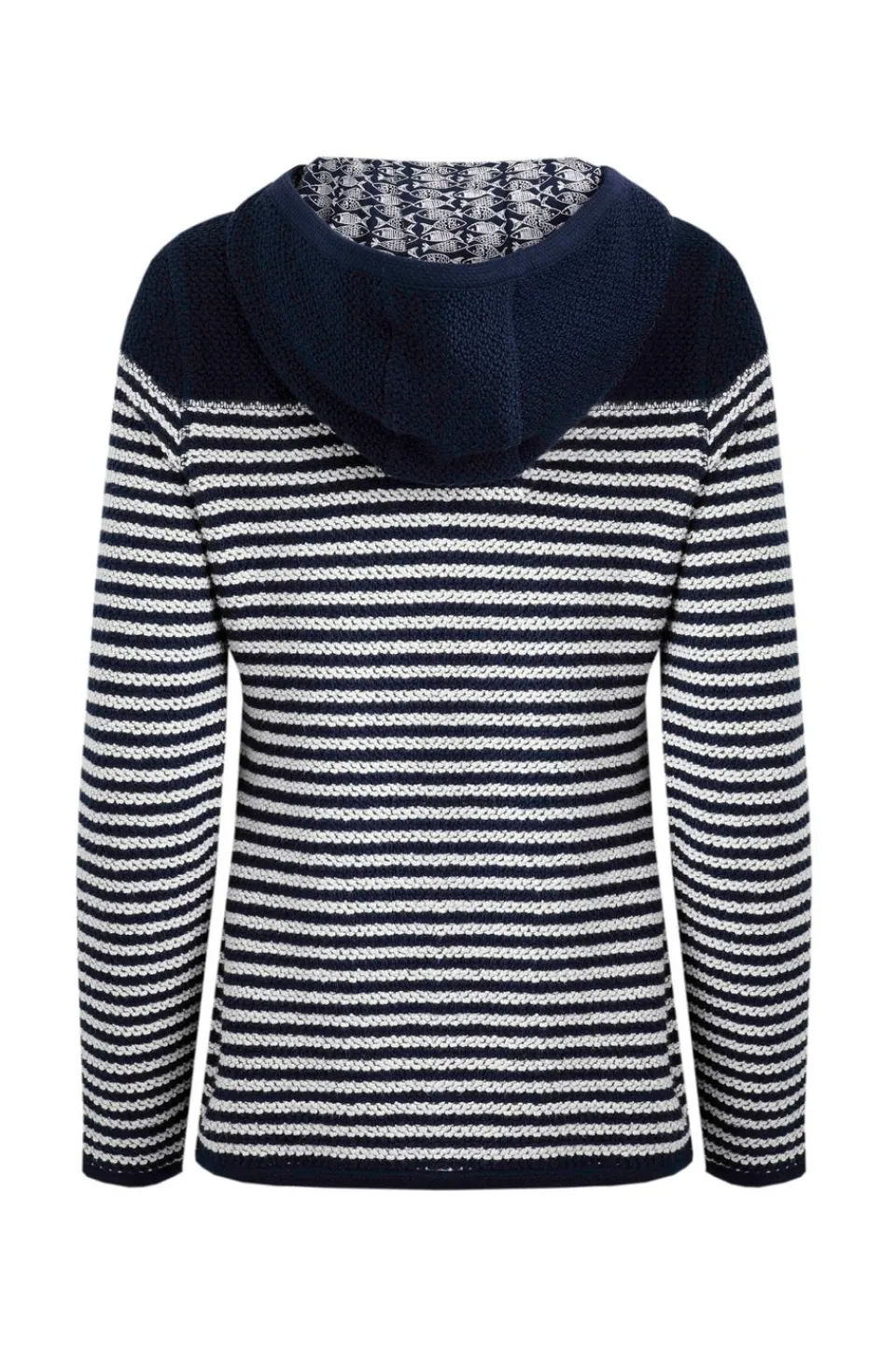 Tops>Weird Fish Navy Bianca Full Zip Stripe Macaroni Hoodie