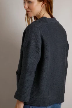 Tops>Weird Fish Navy Santosh Cropped Macaroni Kimono Cardigan