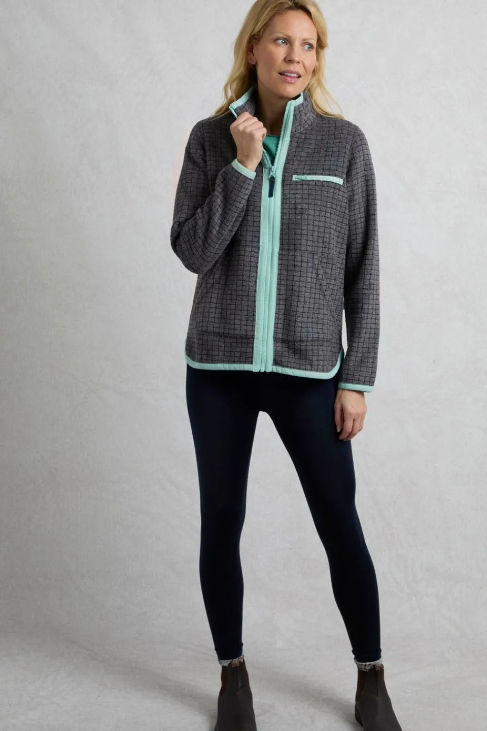 Coats & Jackets>Weird Fish Navy Tilly 1/4 Zip Grid Fleece
