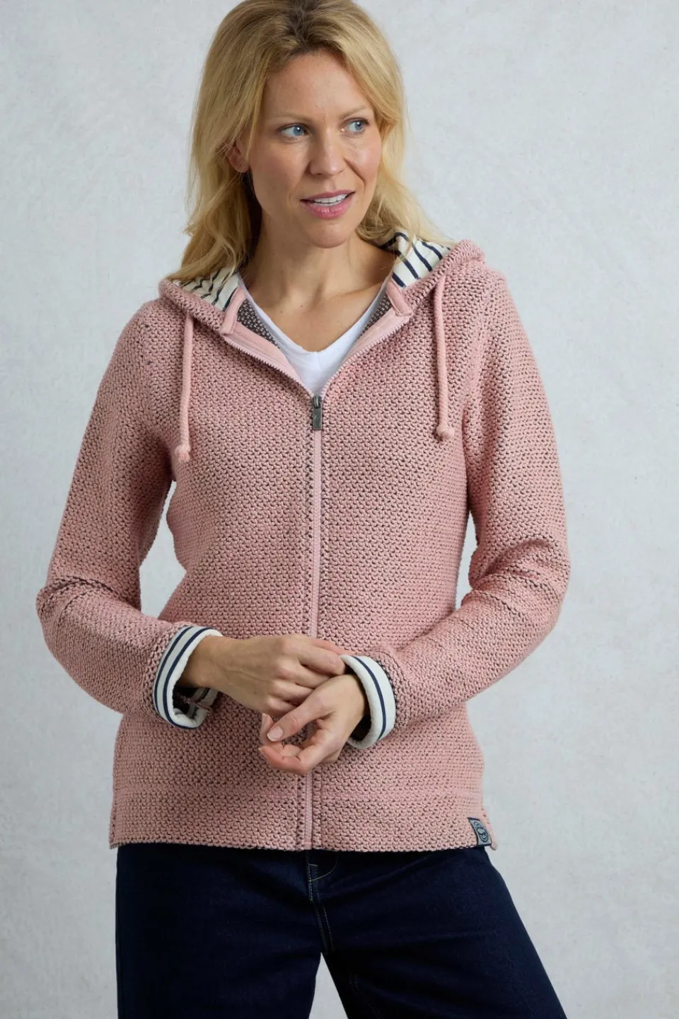 Tops>Weird Fish Pink Chicoa Full Zip Macaroni Hoodie