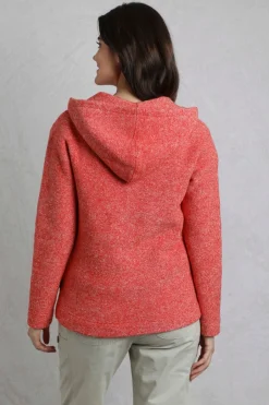 Tops>Weird Fish Red Alisa 1/4 Zip Snow Marl Fleece Hoodie