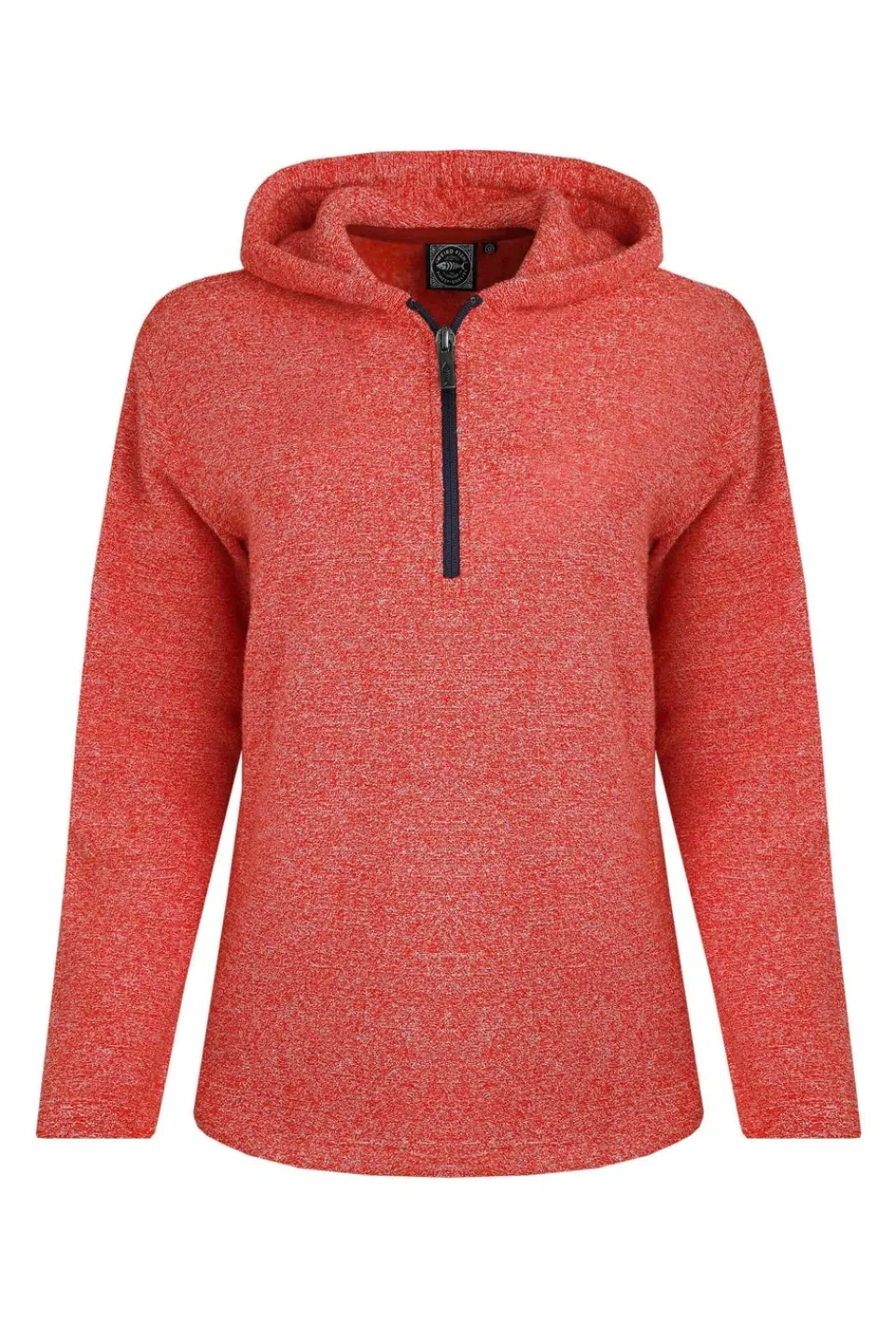 Tops>Weird Fish Red Alisa 1/4 Zip Snow Marl Fleece Hoodie