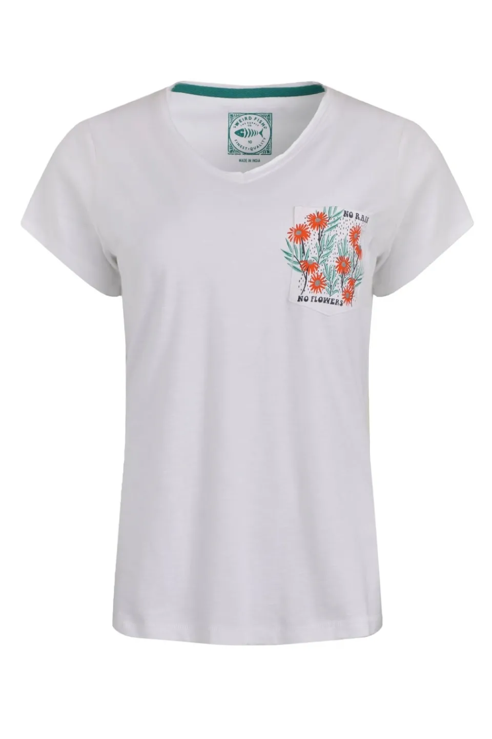 T-Shirts>Weird Fish White No Rain No Flowers Slub Pocket T-Shirt