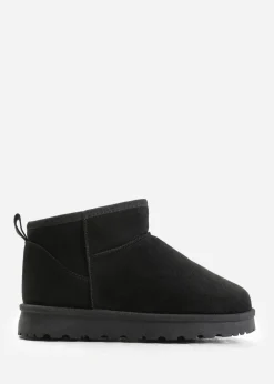 Footwear>Where's That From Where's That From Faux-Suede Maple Faux Fur Slipper Boots Black