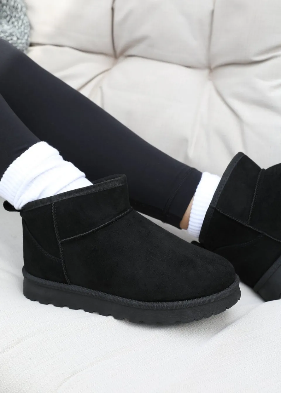 Footwear>Where's That From Where's That From Faux-Suede Maple Faux Fur Slipper Boots Black