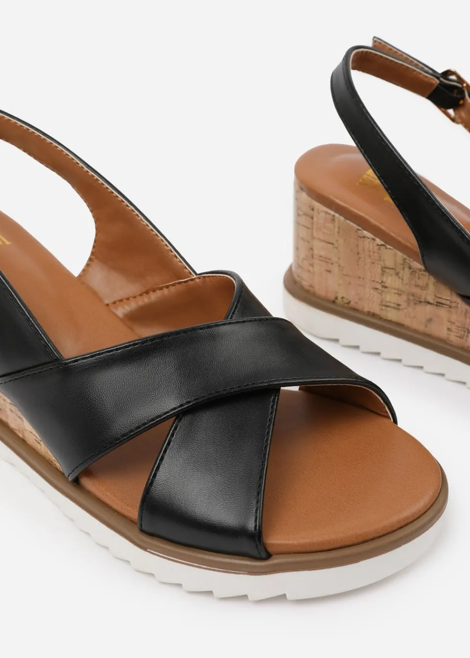 Footwear>Where's That From Where's That From Black PU Qween Wedge Shoes