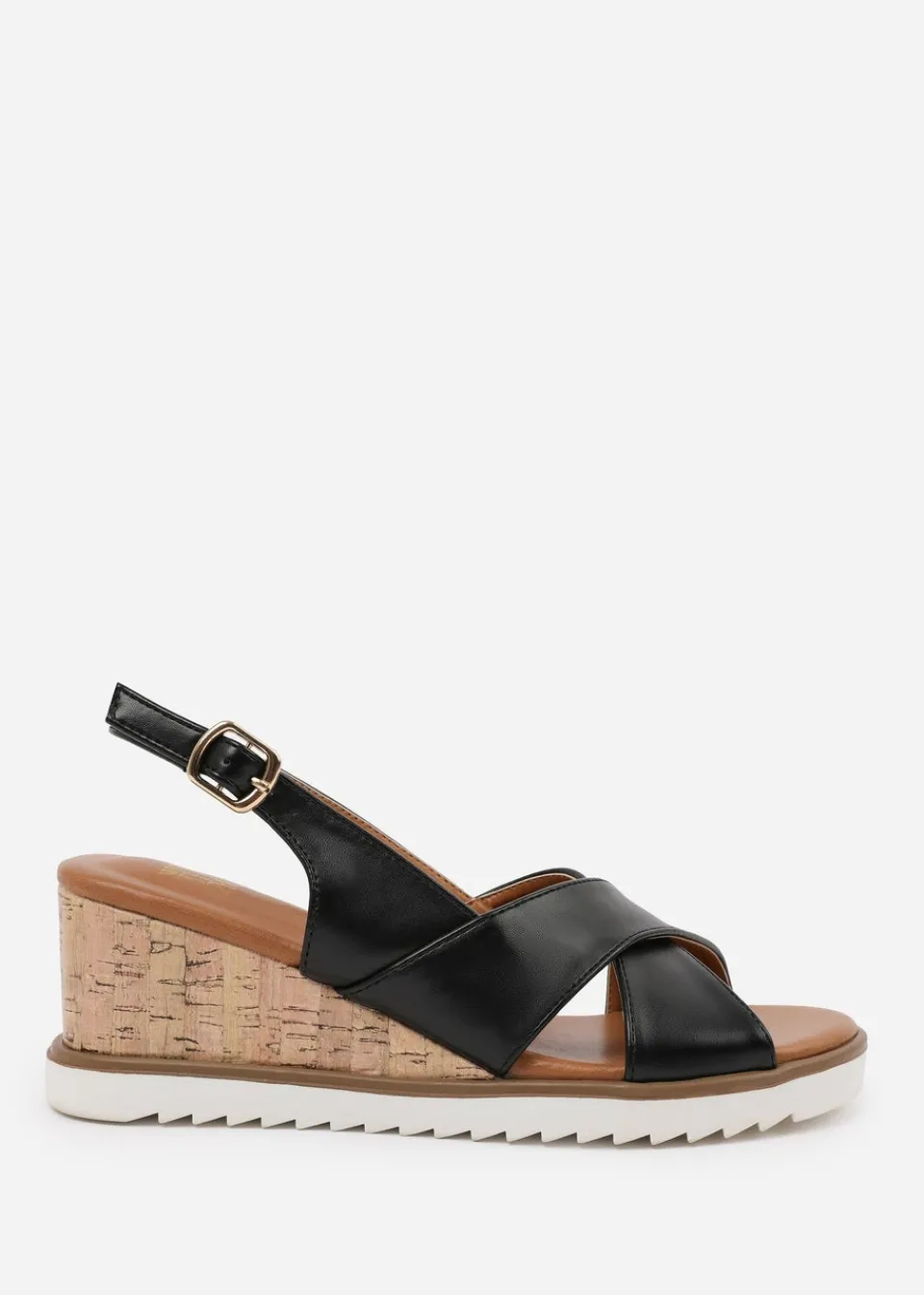 Footwear>Where's That From Where's That From Black PU Qween Wedge Shoes