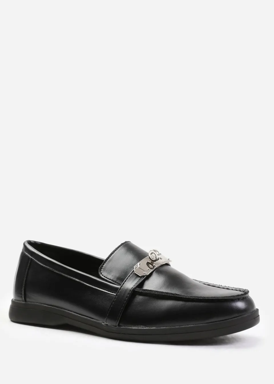 Footwear>Where's That From Where's That From Black Pu Monaco Slip On Loafers