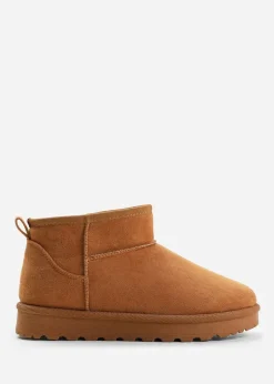 Footwear>Where's That From Where's That From Faux-Suede Maple Faux Fur Slipper Boots Chestnut