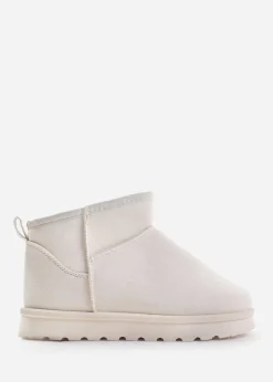 Footwear>Where's That From Where's That From Cream Faux-Suede Maple Faux Fur Slipper Boots