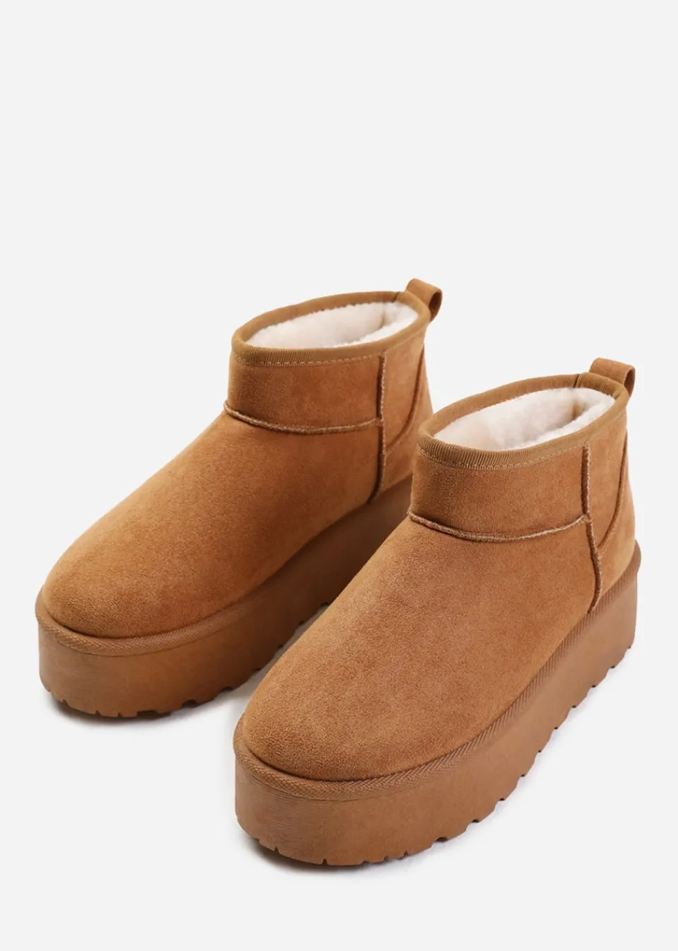 Footwear>Where's That From Where's That From Zyla Faux-Suede Fur Lining Slipper Boots Chestnut