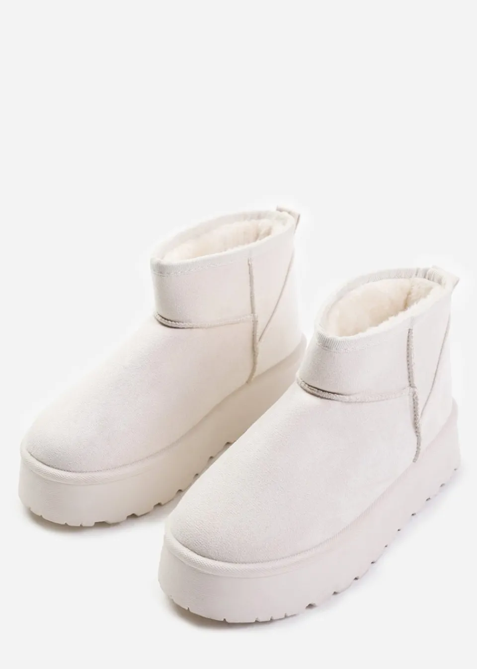 Footwear>Where's That From Where's That From Zyla Faux-Suede Fur Lining Slipper Boots Cream