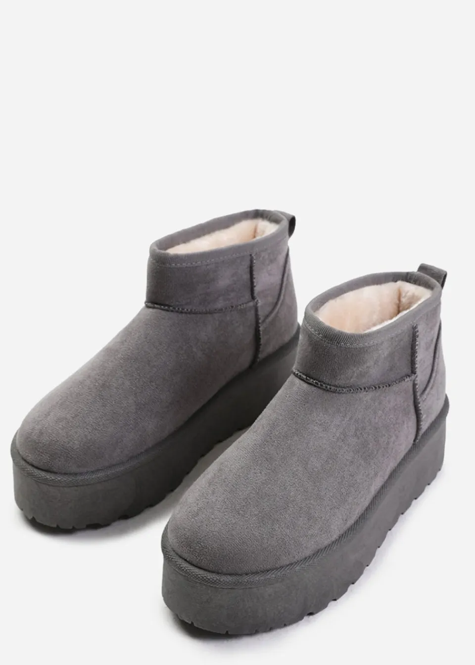 Footwear>Where's That From Where's That From Zyla Faux-Suede Fur Lining Slipper Boots Grey