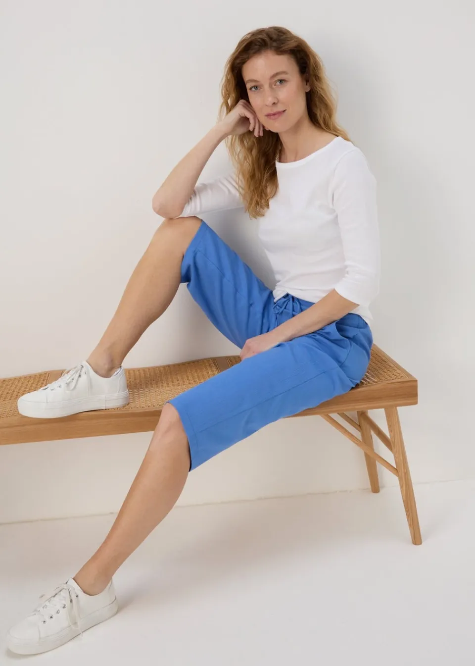T-Shirts>Papaya White 3/4 Sleeve Perfect T-Shirt