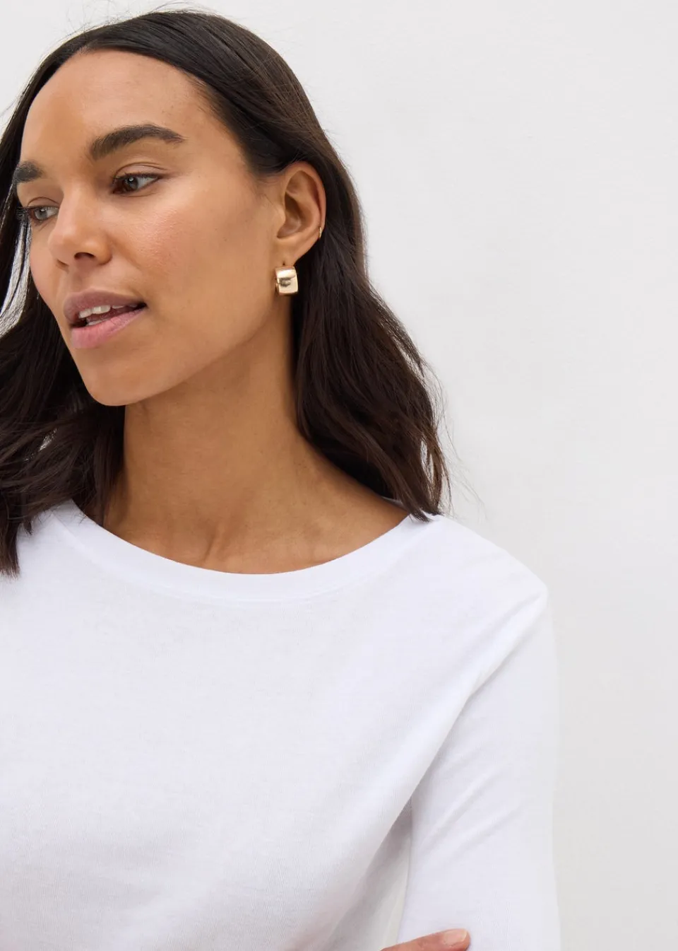 T-Shirts>Papaya White 3/4 Sleeve Perfect T-Shirt