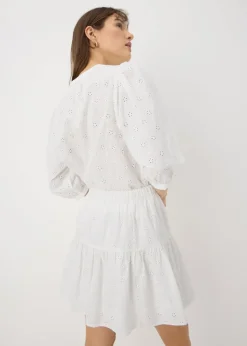 Skirts> White Broderie Mini Skirt