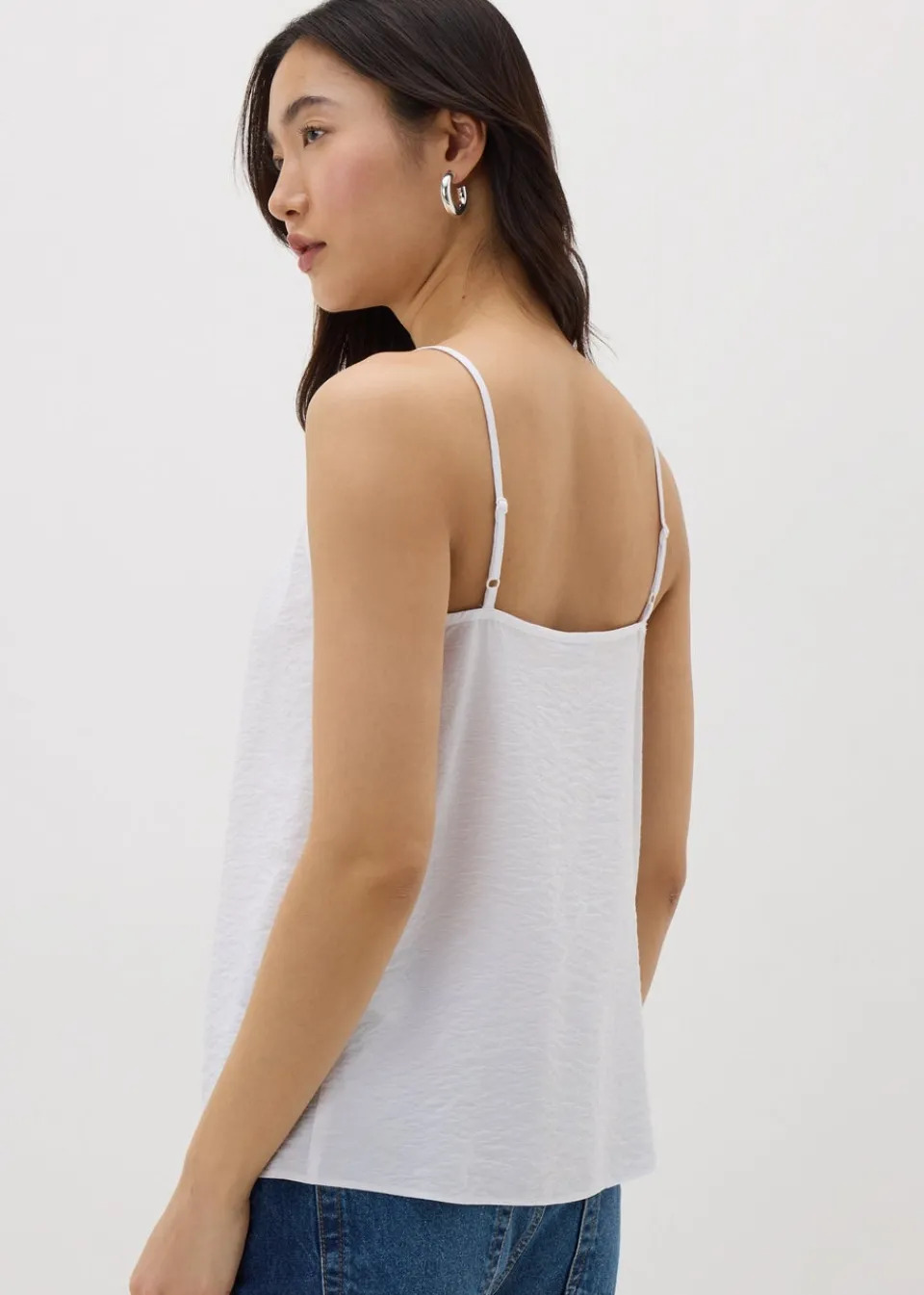Tops>Papaya White Cami Top