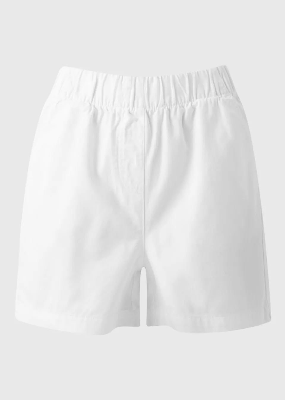 Shorts>Papaya White Cotton Elasticated Shorts