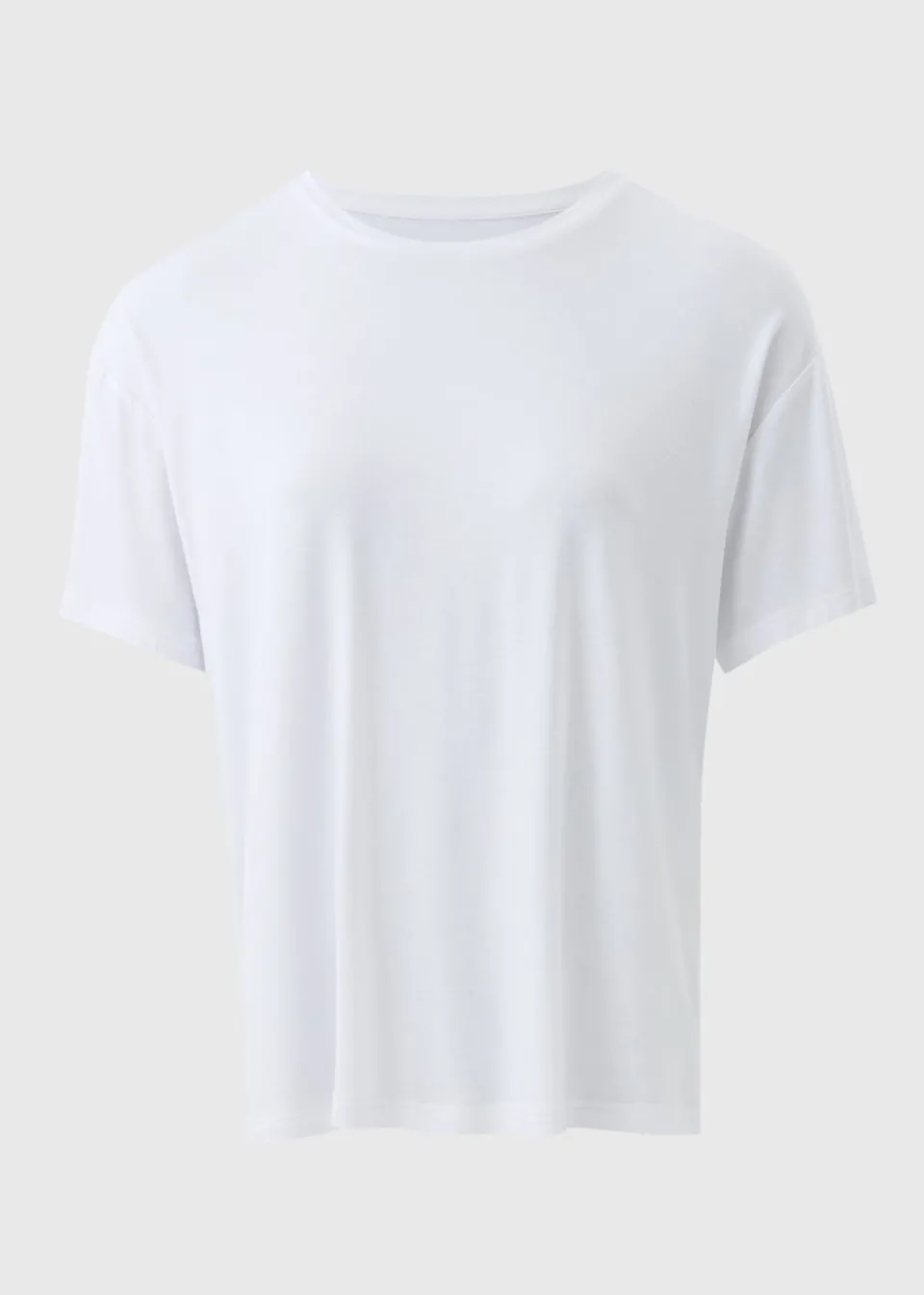 T-Shirts>Papaya White Crew Neck Relaxed Fit T-Shirt