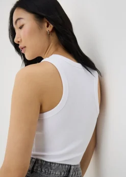 Tops>Papaya Diamante Vest Top White