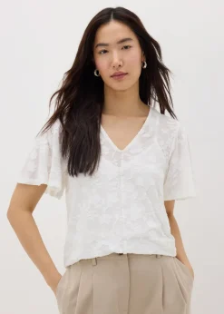 T-Shirts>Papaya White Floral Angel Sleeve T-Shirt