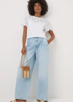 T-Shirts>Papaya Floral Lace T-Shirt White