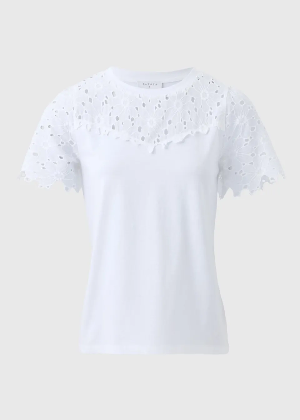T-Shirts>Papaya Floral Lace T-Shirt White