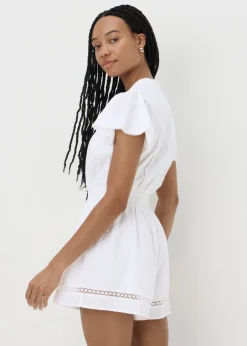 Jumpsuits & Playsuits>Papaya White Lace Button Playsuit