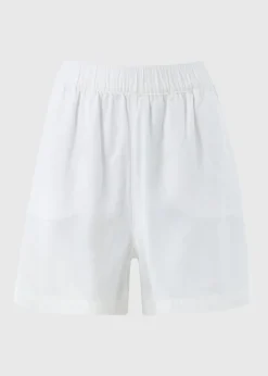 Shorts>Papaya White Linen Blend Shorts