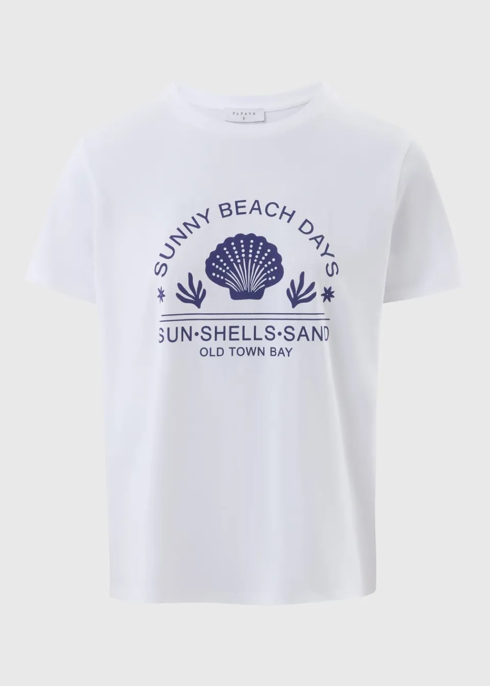 T-Shirts>Papaya White Shell Graphic T-Shirt