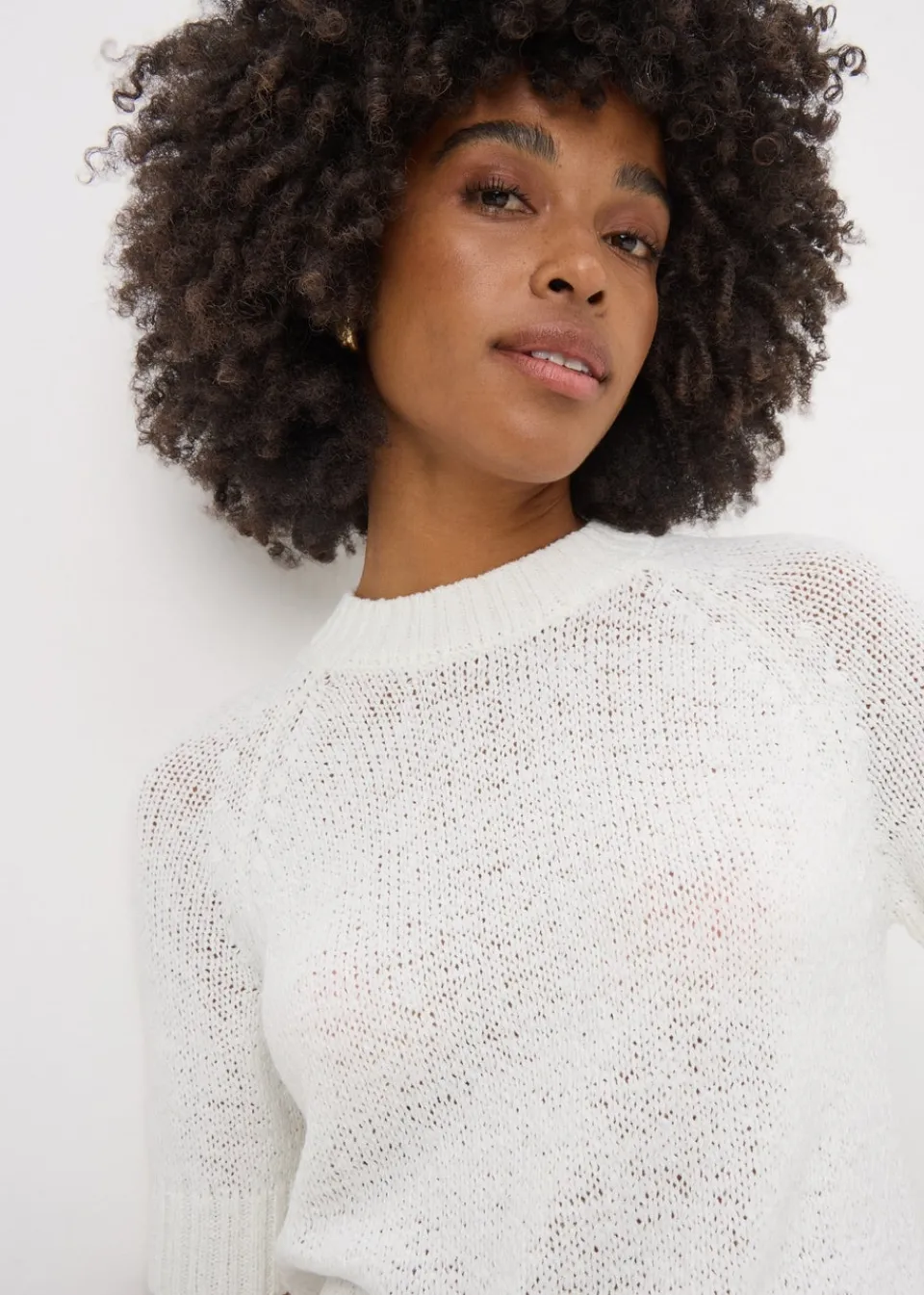 Tops>Papaya White Short Sleeve Knitted T-Shirt