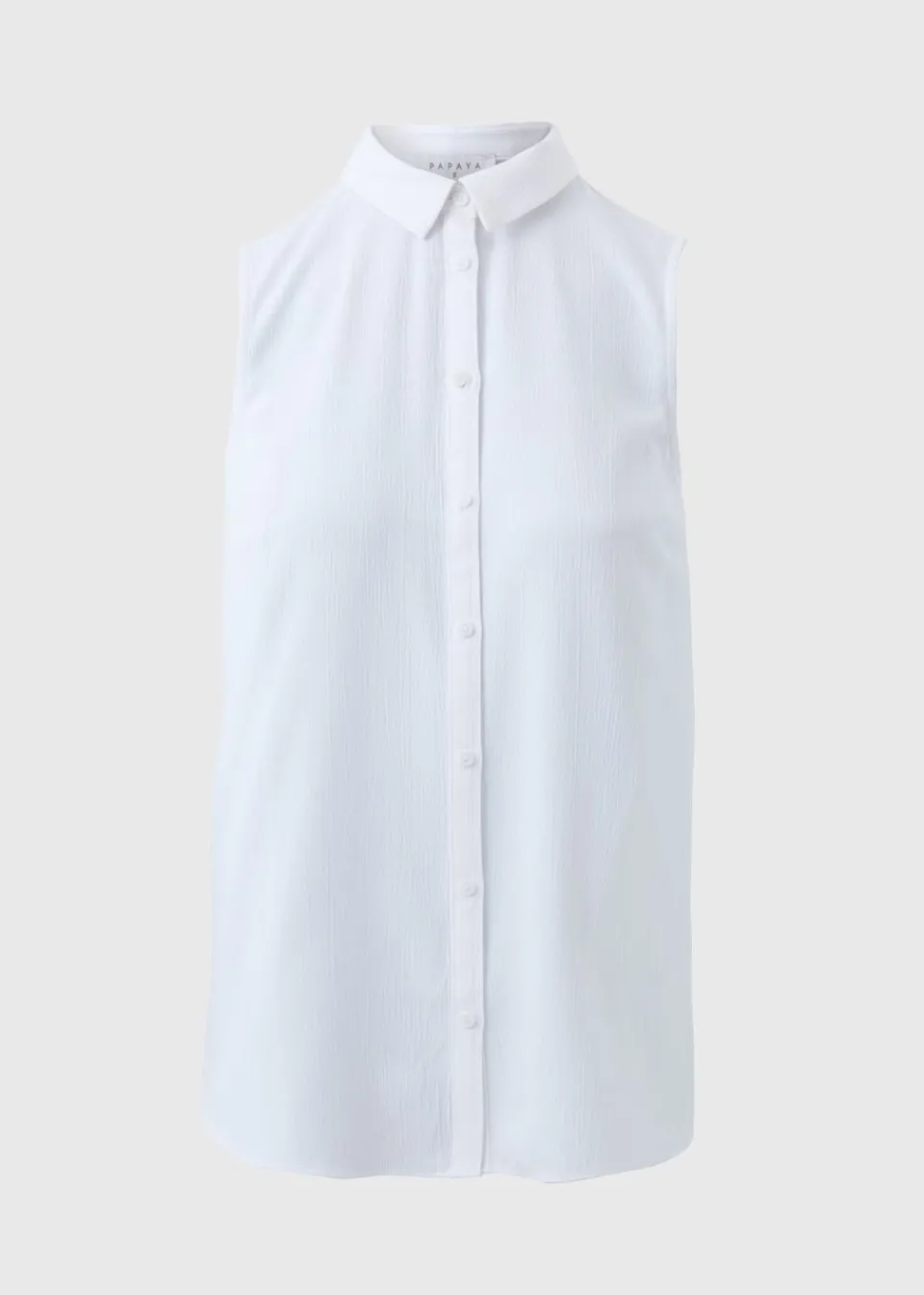 Tops>Papaya White Sleeveless Shirt