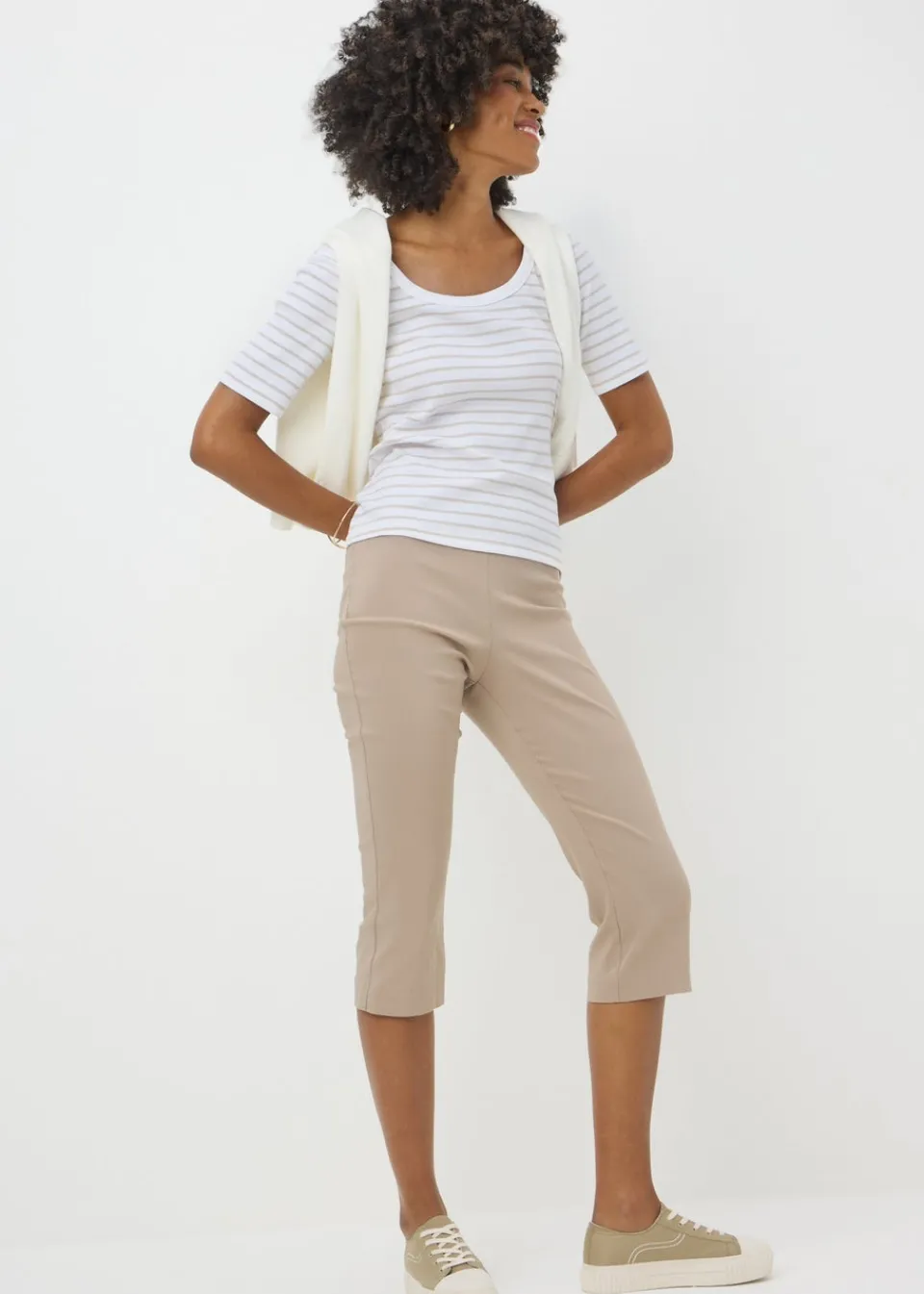 T-Shirts>Papaya White Stripe Ribbed T-Shirt
