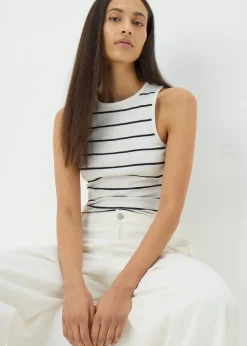 Tops>Papaya White Stripe Vest Top