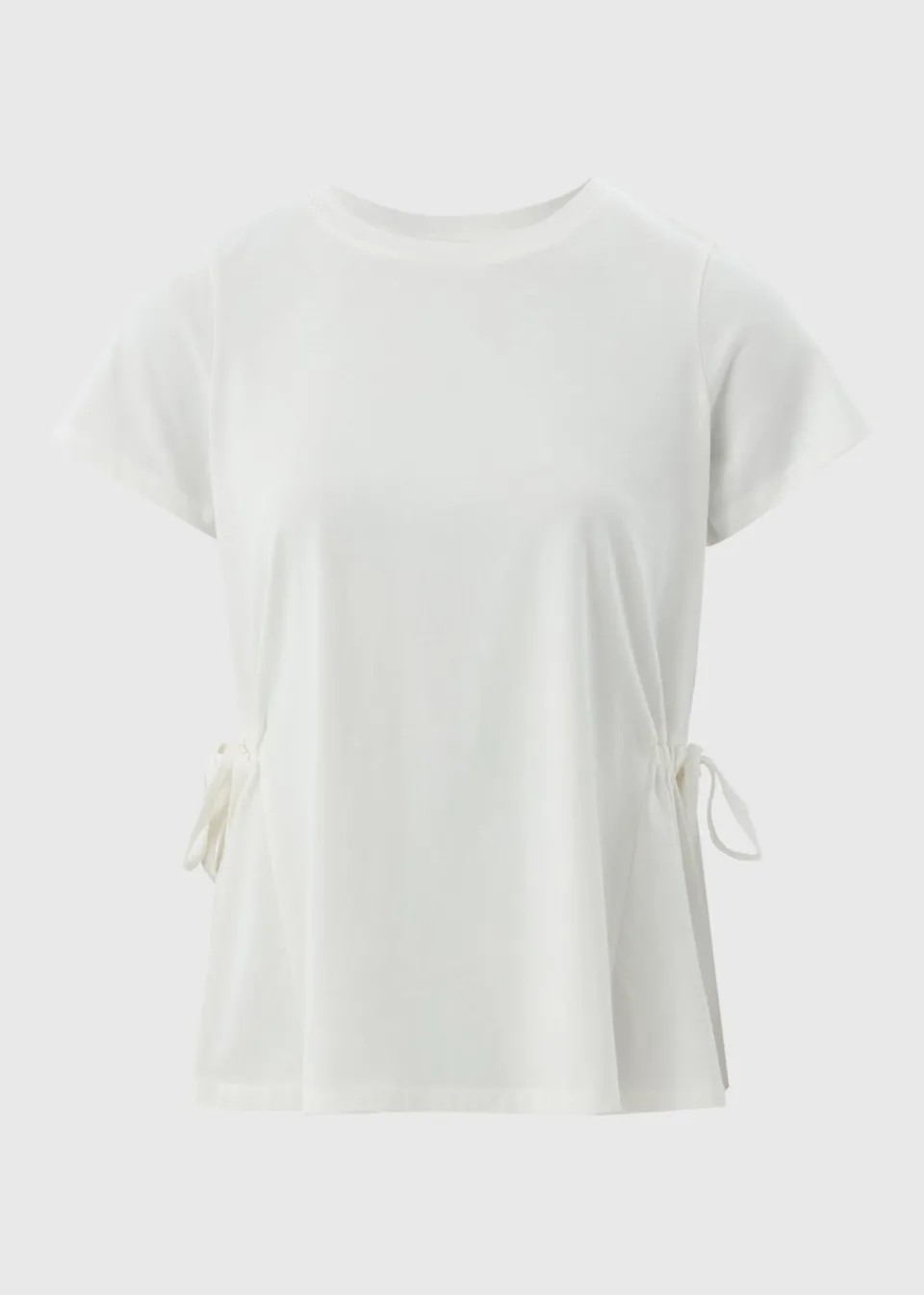 T-Shirts>Papaya White Tie Side T-Shirt