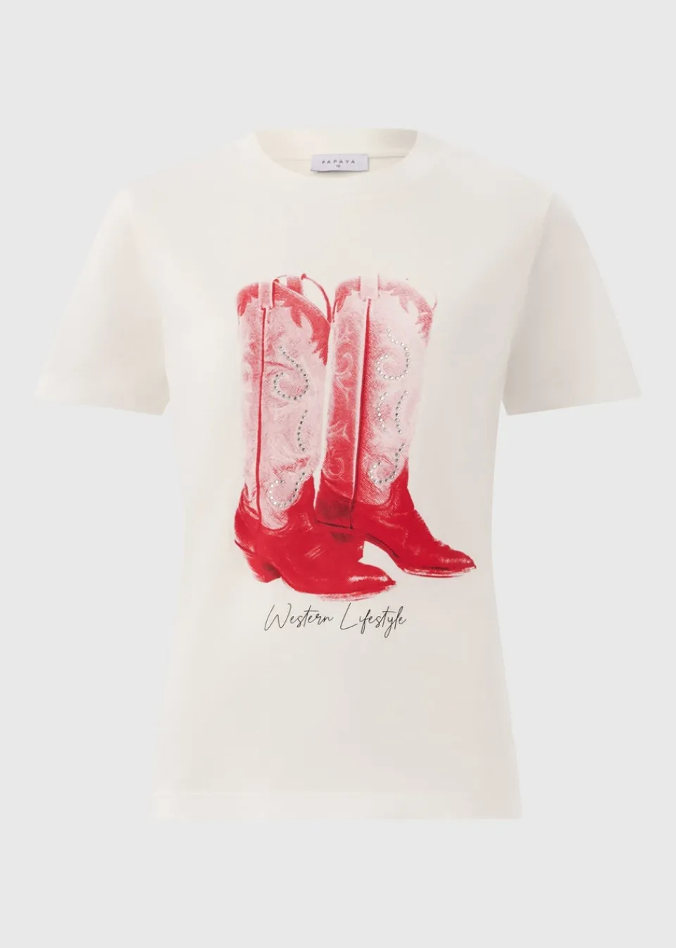 T-Shirts>Papaya White Western Boots T-Shirt