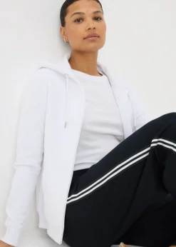 Tops>Papaya Classic White Zip Up Hoodie