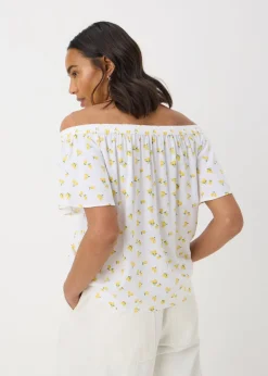 Tops>Papaya Yellow Lemons Bardot Blouse